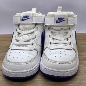 Nike Court Basketball Sneakers Shoes Borough Mid 2 White & Royal Size 8C Boys